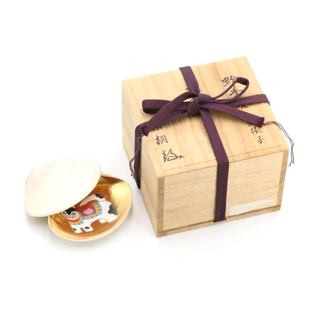 宗朝作 蛤香合 犬張子 共箱 茶道具　AT310　NT1