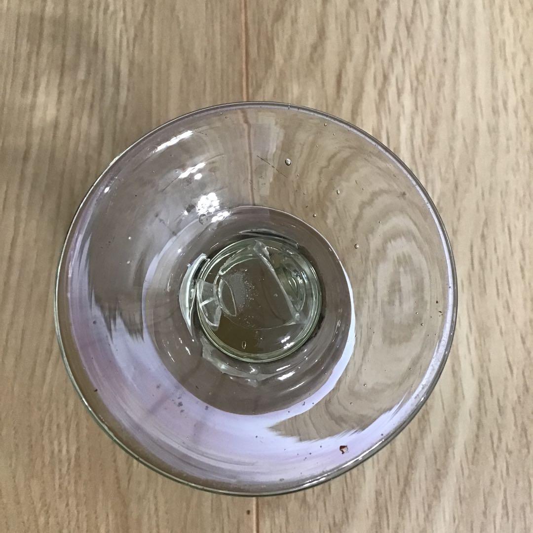 アンティーク　明治〜大正　手吹き　ガラス　厚底　3色氷コップ　赤ふち　氷水