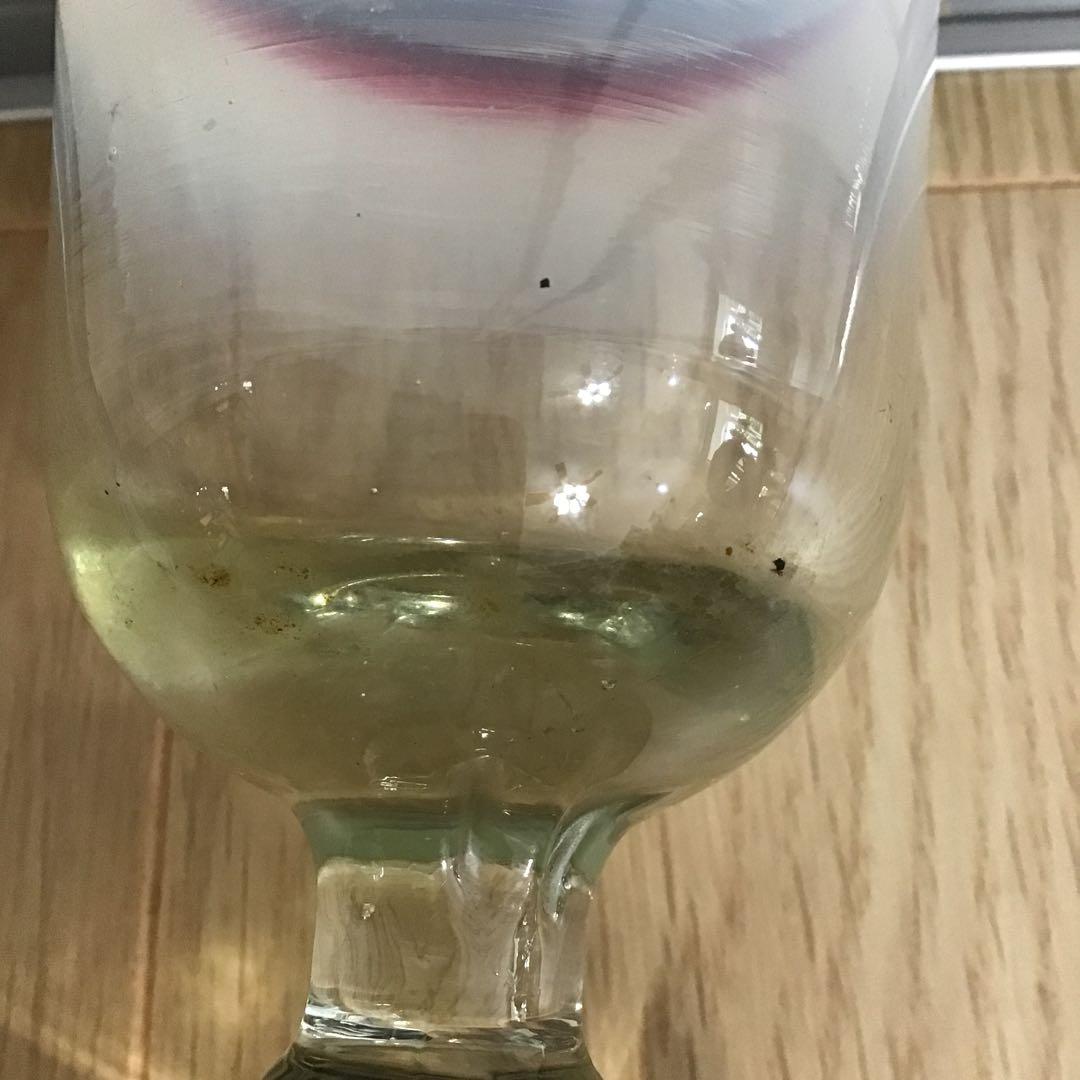 アンティーク　明治〜大正　手吹き　ガラス　厚底　3色氷コップ　赤ふち　氷水