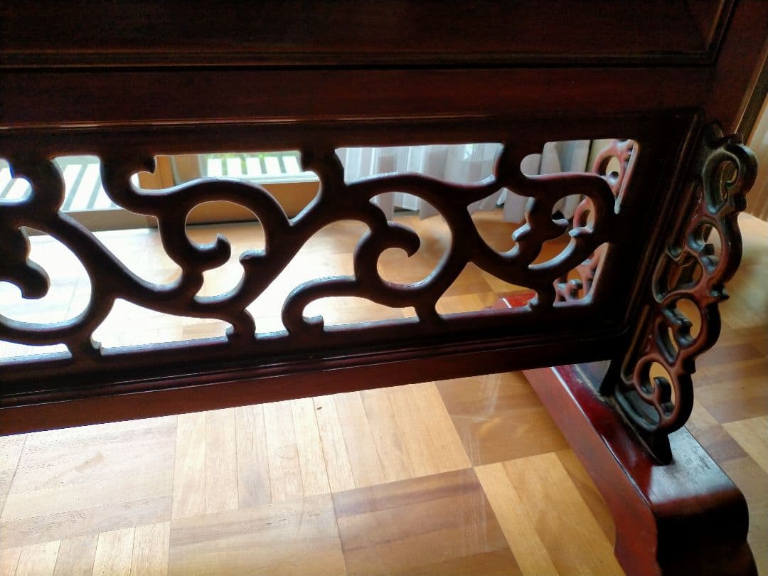 骨董 アンティーク 衝立 ついたて 中国美術 透かし ガラス パーティション