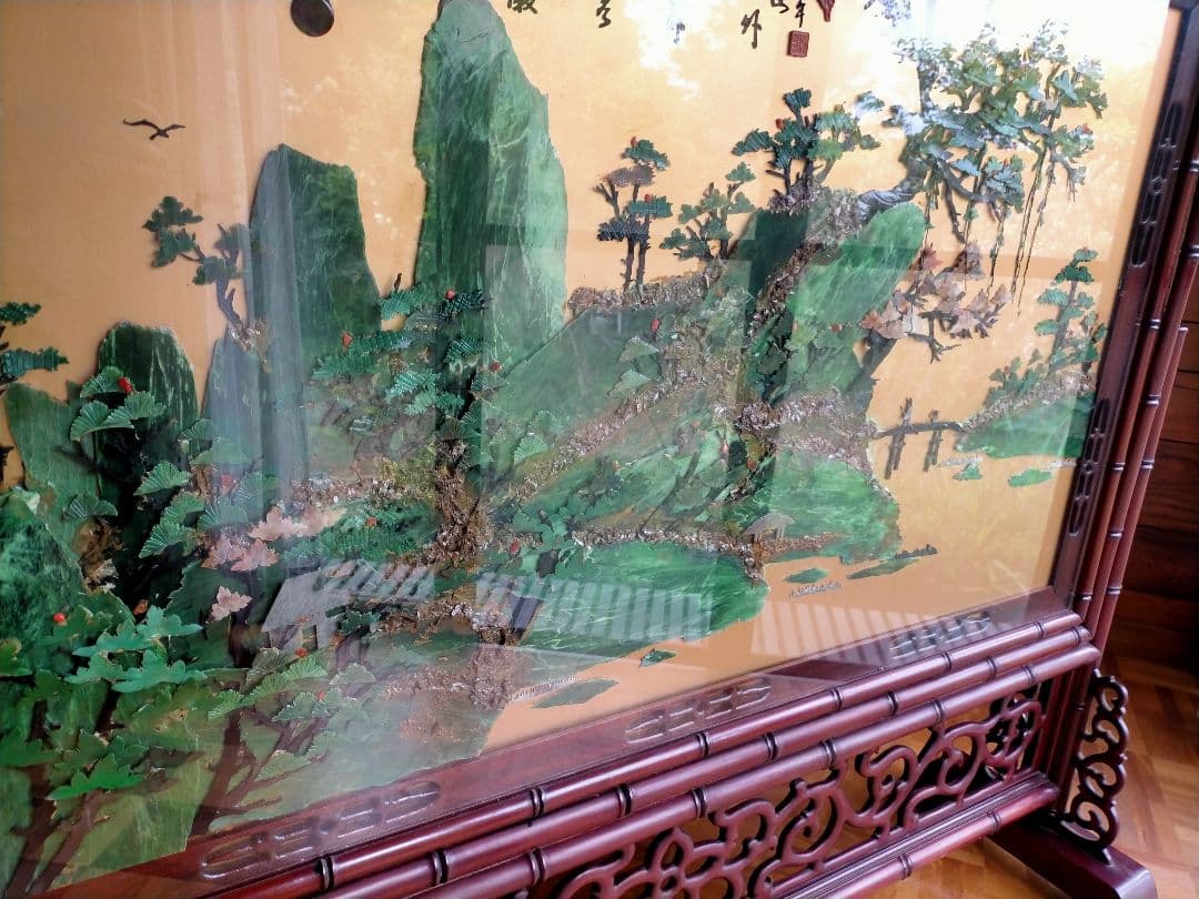 骨董 アンティーク 衝立 ついたて 中国美術 透かし ガラス パーティション