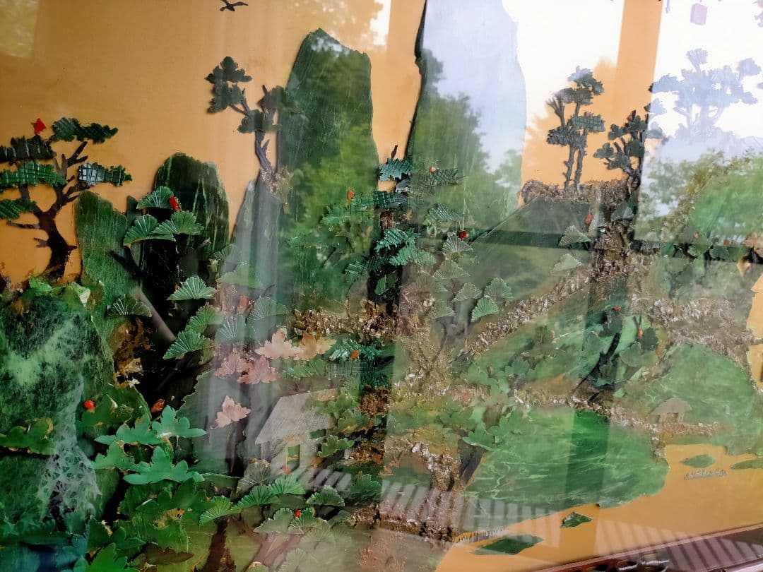 骨董 アンティーク 衝立 ついたて 中国美術 透かし ガラス パーティション