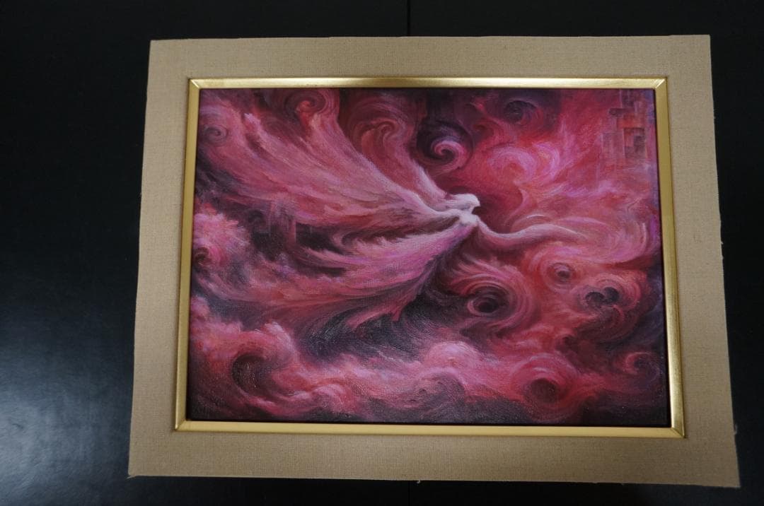 0002　絵画　幻想的　ピンク　額縁