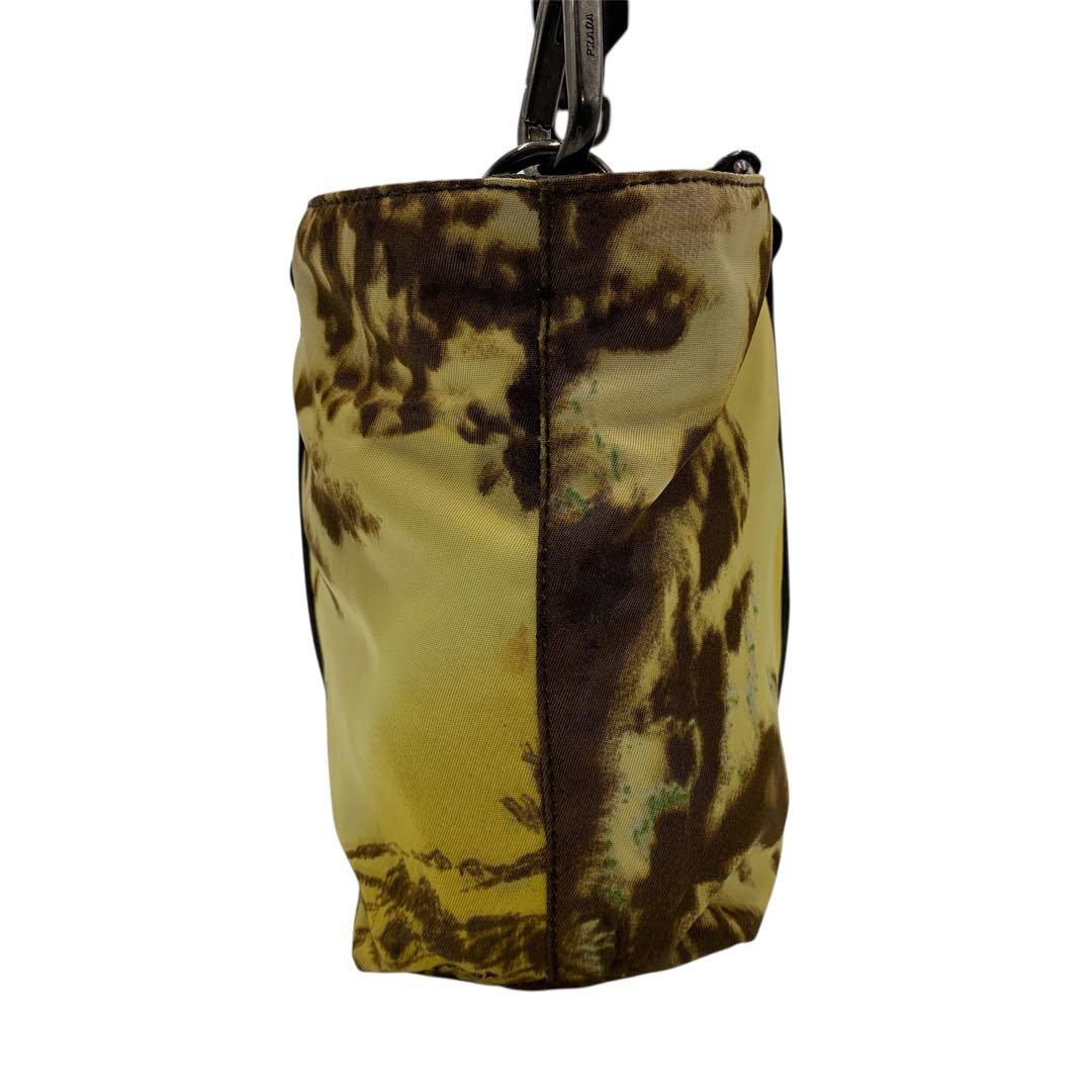 【極美品】プラダPRADA 2way ハンドバッグ ナイロン イエロー ブラウン