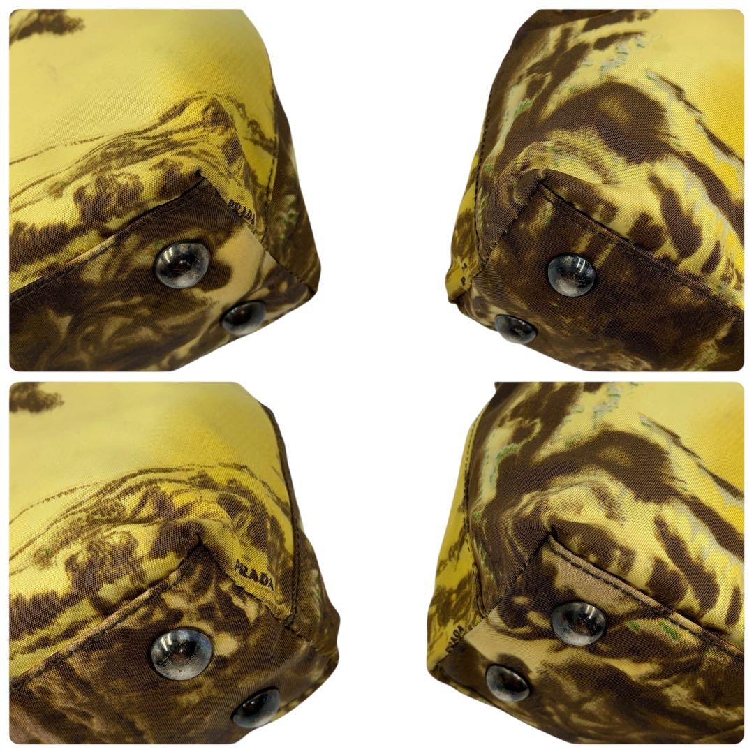 【極美品】プラダPRADA 2way ハンドバッグ ナイロン イエロー ブラウン