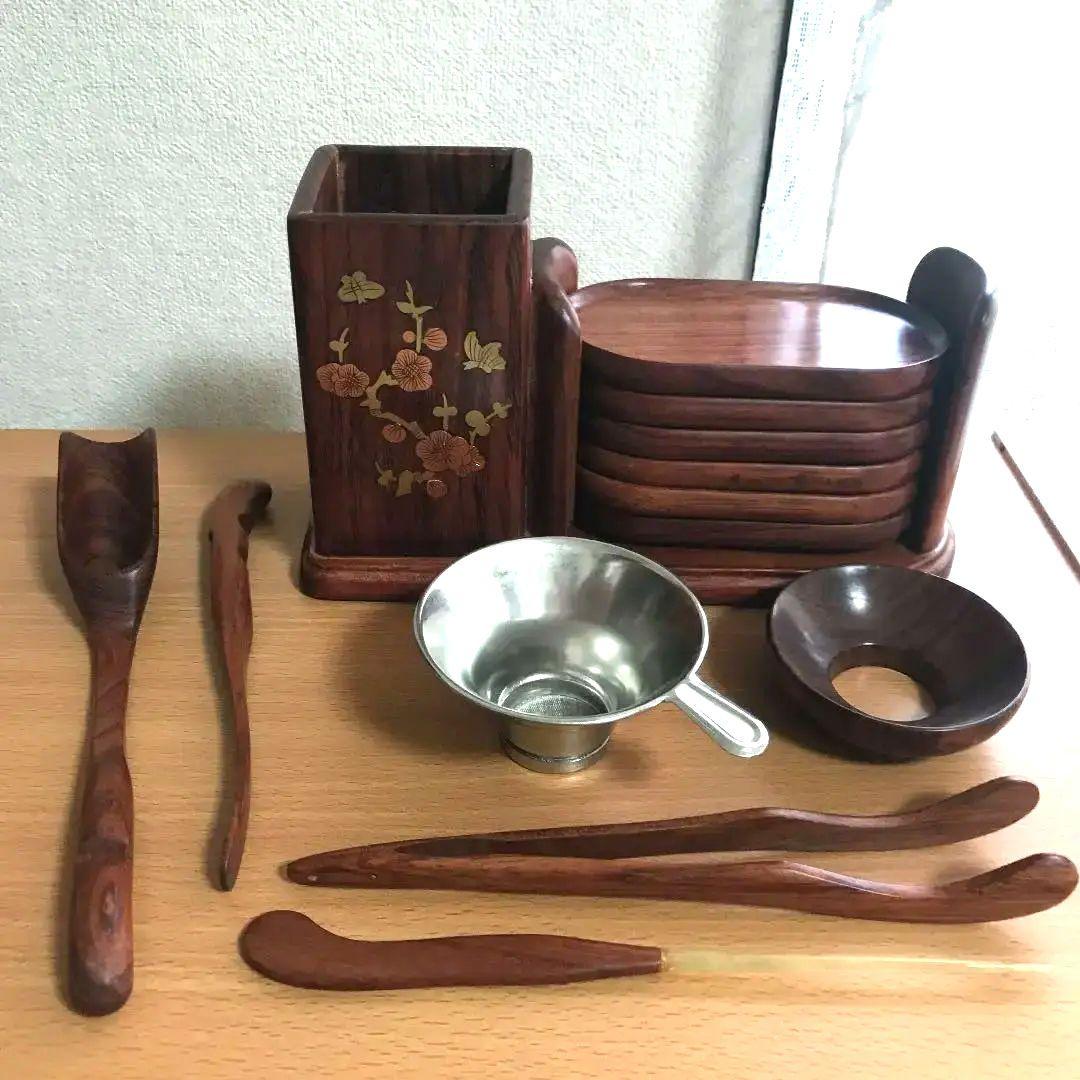 〈新品未使用〉中国茶器　 茶道　茶器　木製　茶道具