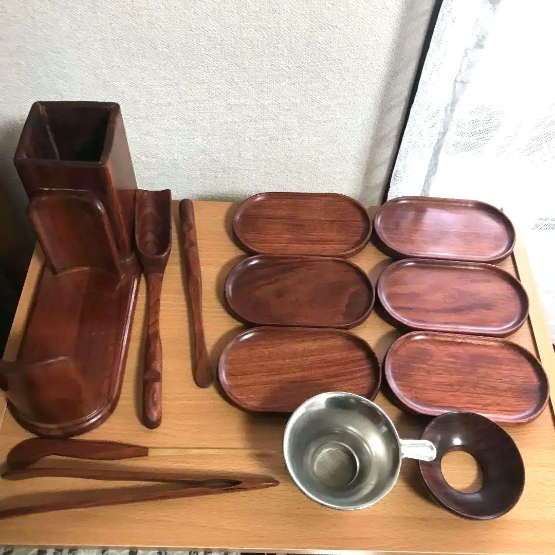 〈新品未使用〉中国茶器　 茶道　茶器　木製　茶道具