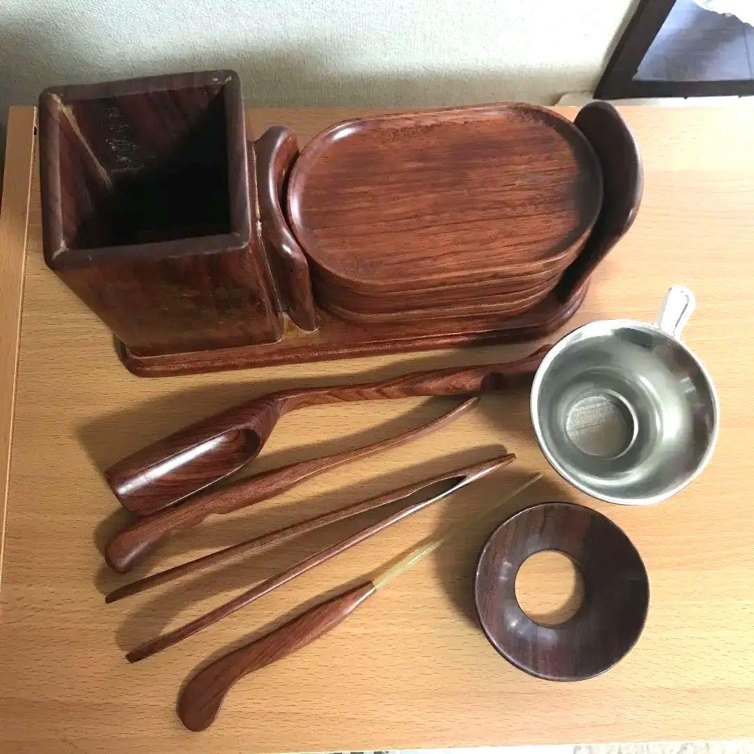 〈新品未使用〉中国茶器　 茶道　茶器　木製　茶道具