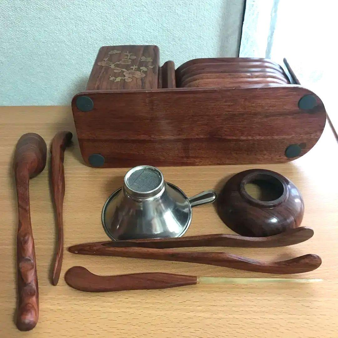 〈新品未使用〉中国茶器　 茶道　茶器　木製　茶道具