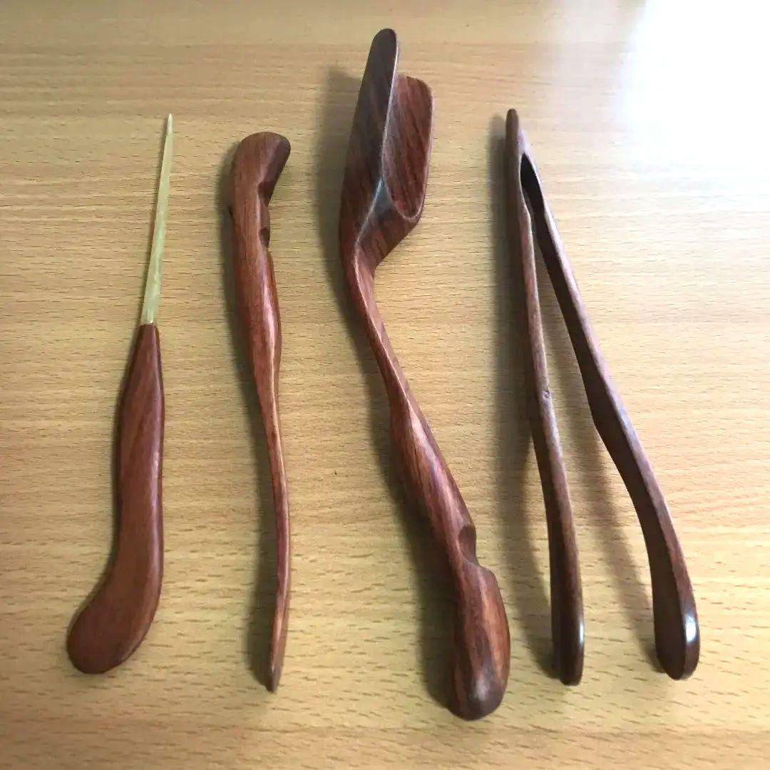 〈新品未使用〉中国茶器　 茶道　茶器　木製　茶道具