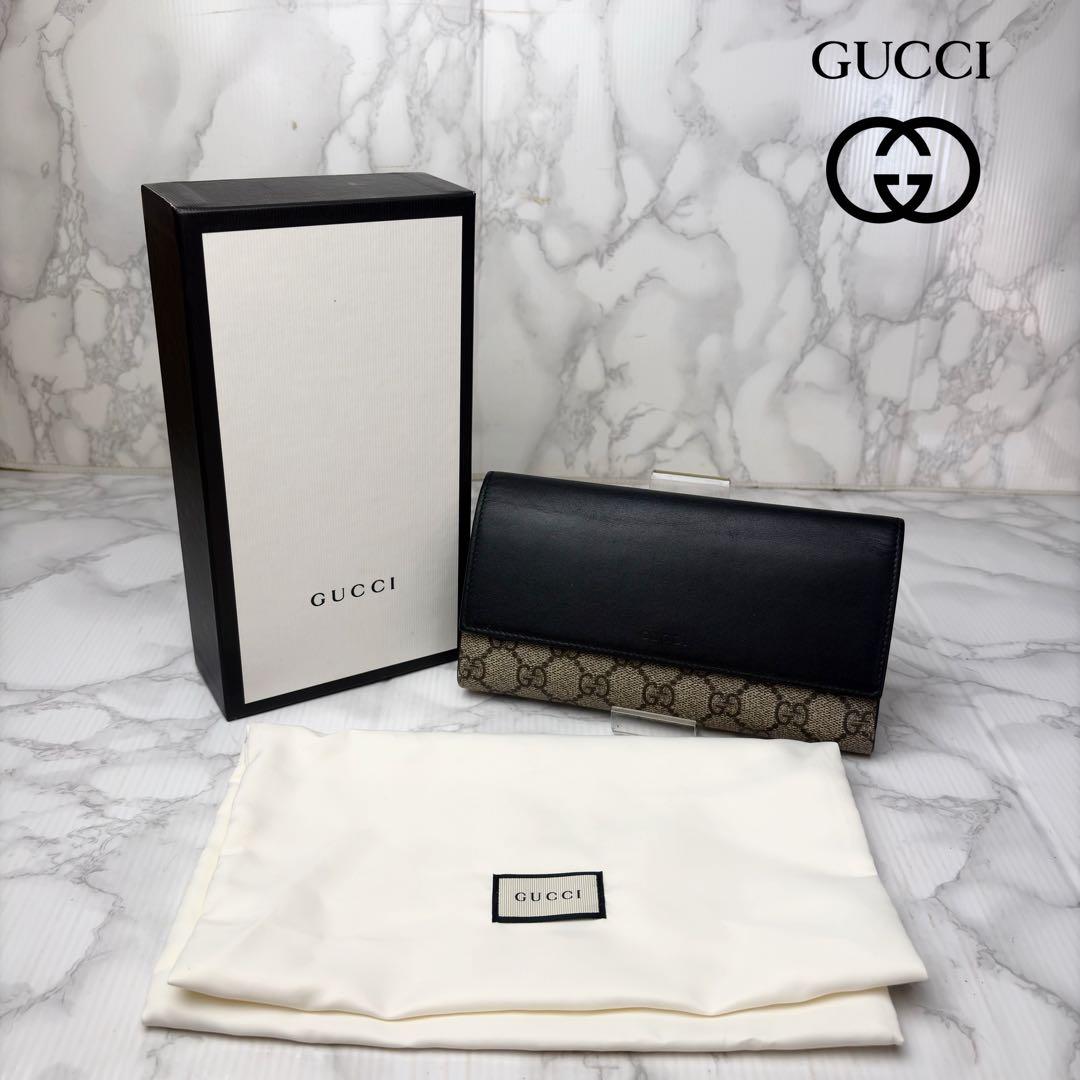 011 極美品GUCCI 長財布 PVC 二つ折り財布 GGスプリーム vy7