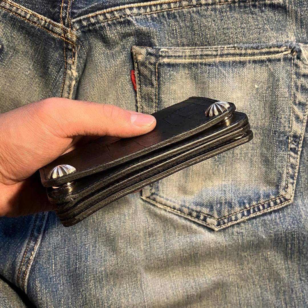 お札が折れない！ミドルトラッカーウォレット アポロコンチョ シルバー925 3層