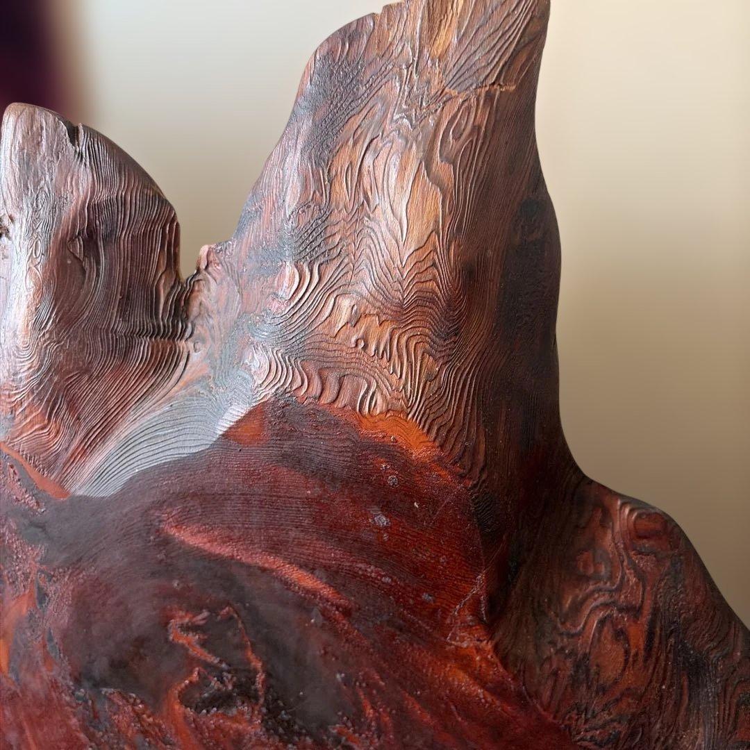 木製置物 有機的な形状 ダークブラウン