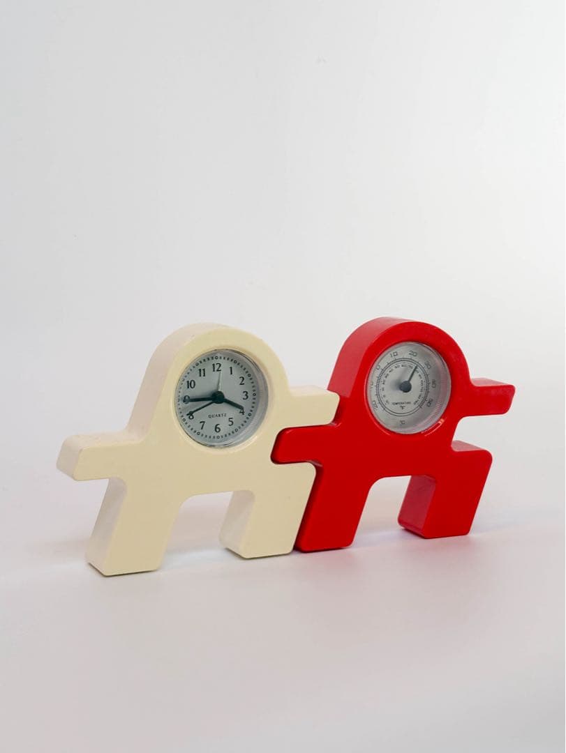 2人　時計　温湿度計　ポストモダン