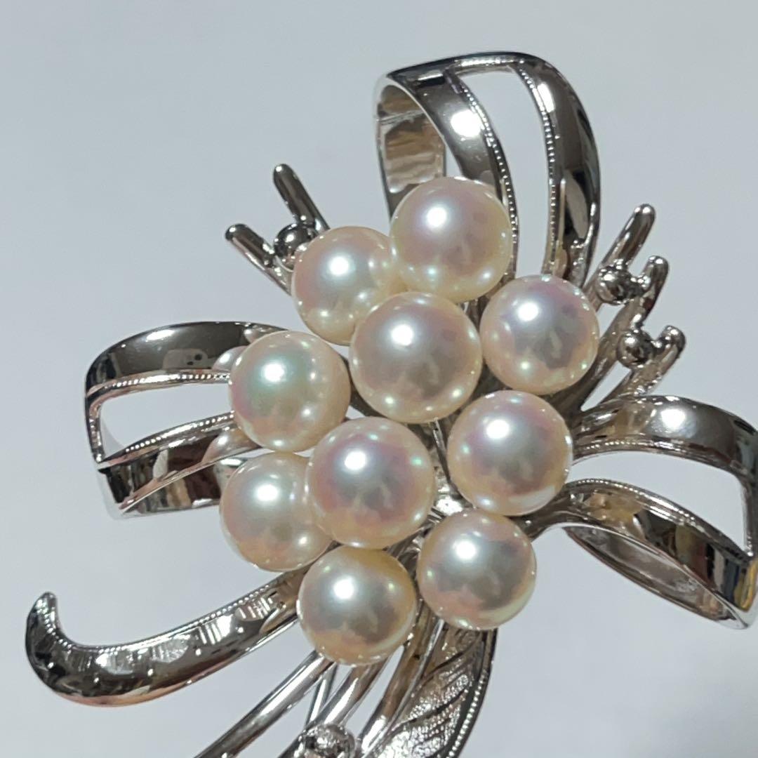 本真珠　アコヤ真珠　シルバーブローチ