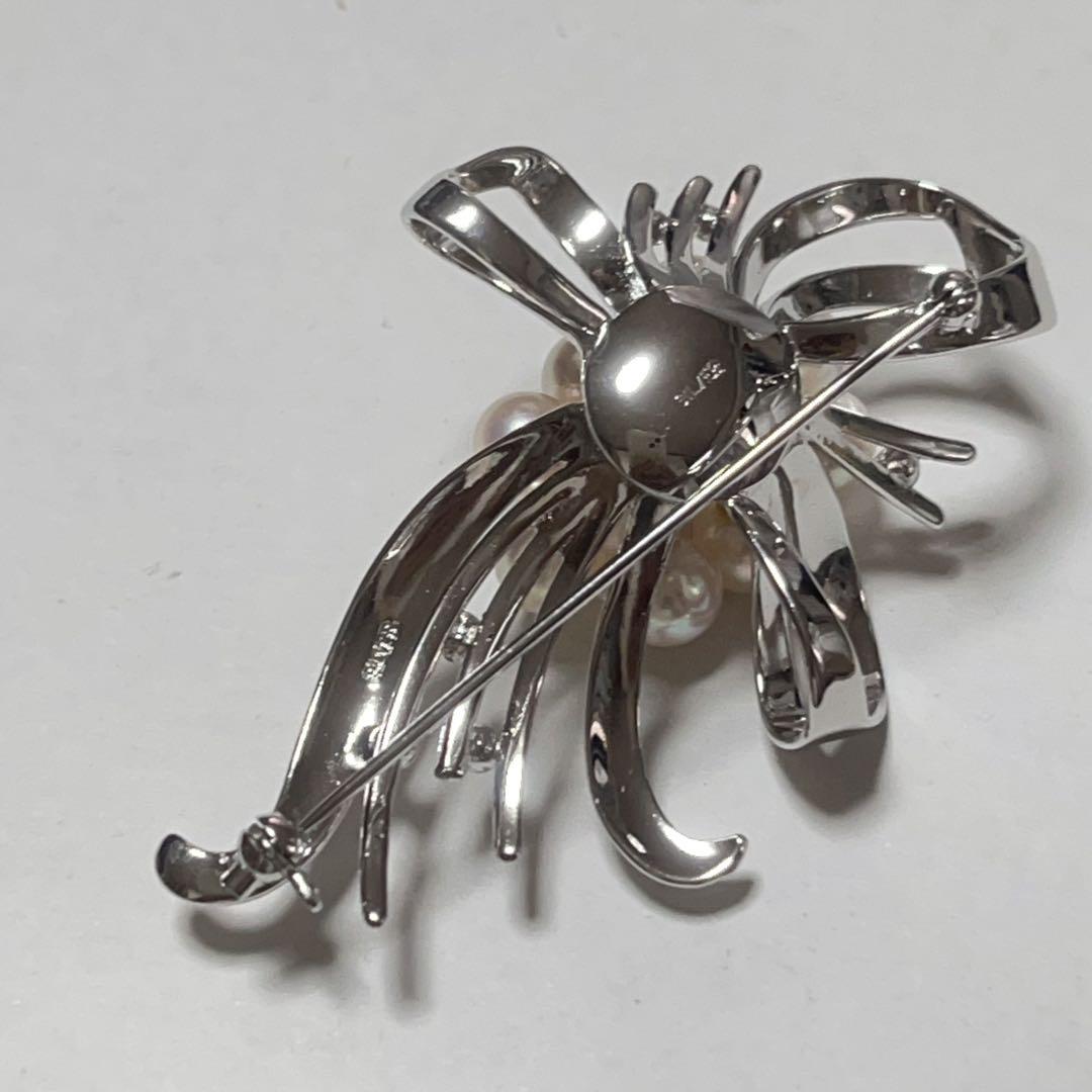 本真珠　アコヤ真珠　シルバーブローチ