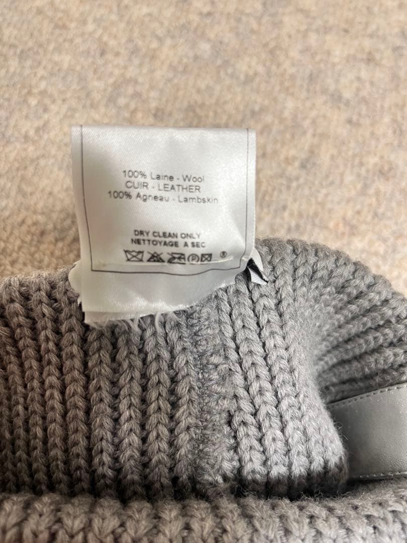 Christian Diorグレー リブ編み ビーニー 帽子