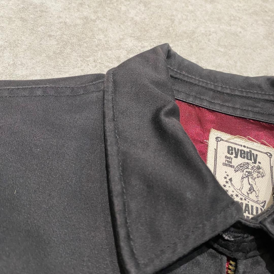 eyedy M ルード系 英字 マリア像 刺繍 ブラック ワークジャケット