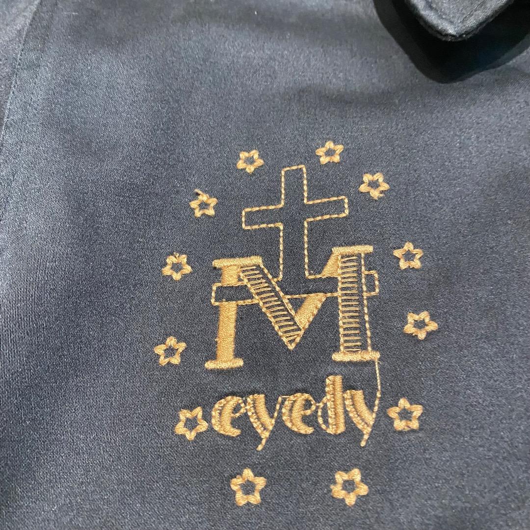 eyedy M ルード系 英字 マリア像 刺繍 ブラック ワークジャケット