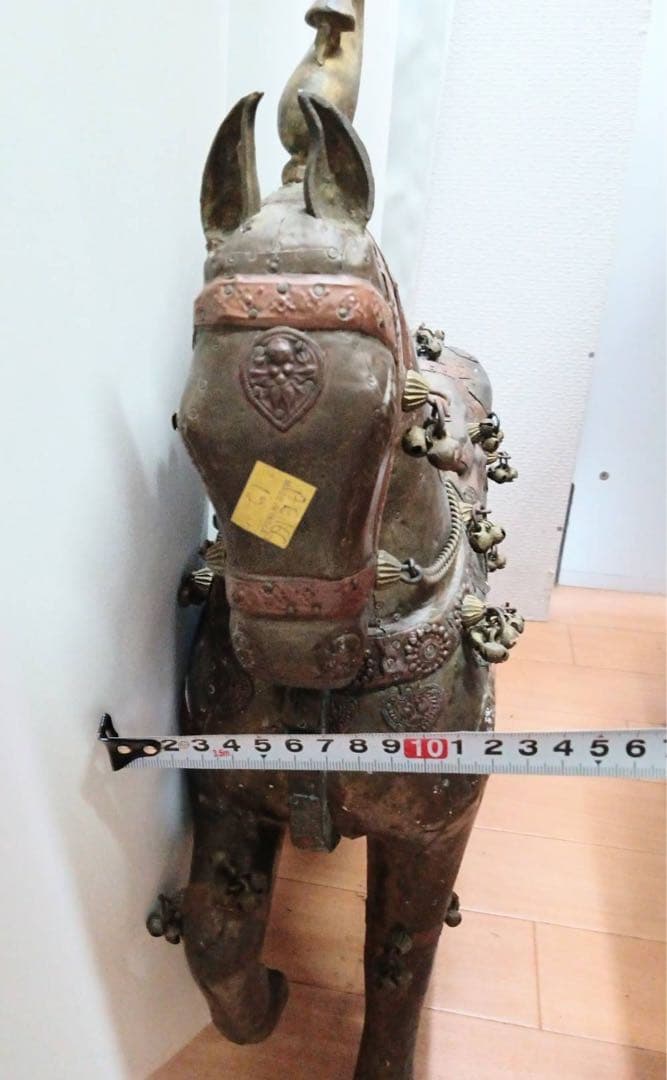 ヴィンテージ 馬 置物 騎馬 金属張り合わせ 精巧な造り インテリア 飾り 置物