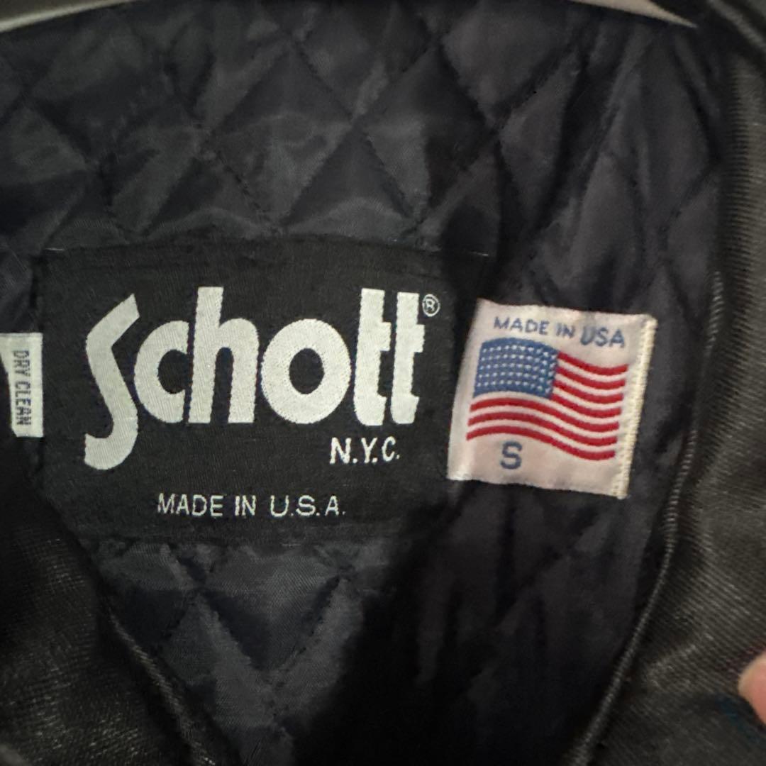 Schott シングルライダースジャケット サイズS ナイロンジャケット　黒