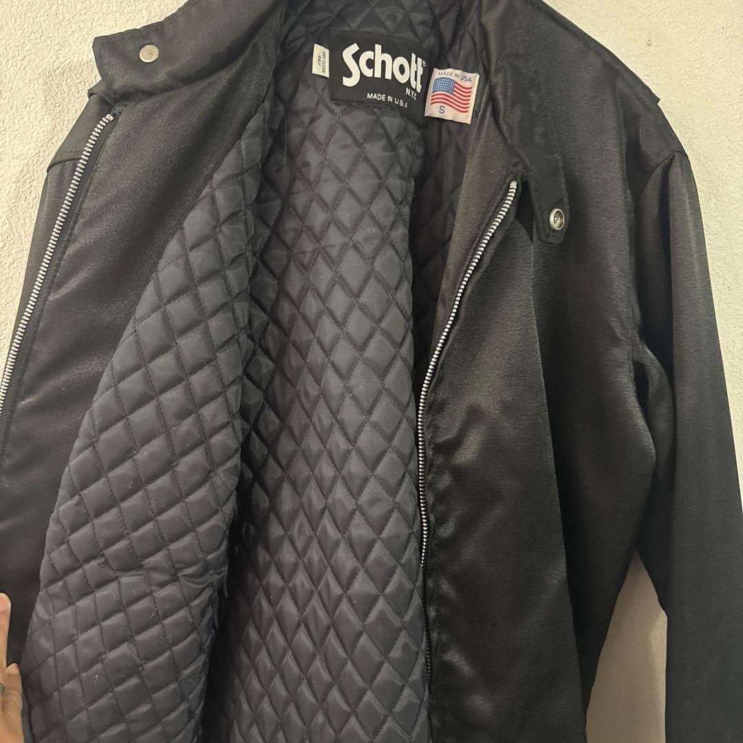 Schott シングルライダースジャケット サイズS ナイロンジャケット　黒