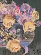 【真作】絵画　中島裕子　油彩4号　バラのメロディー　美術家名作　X62