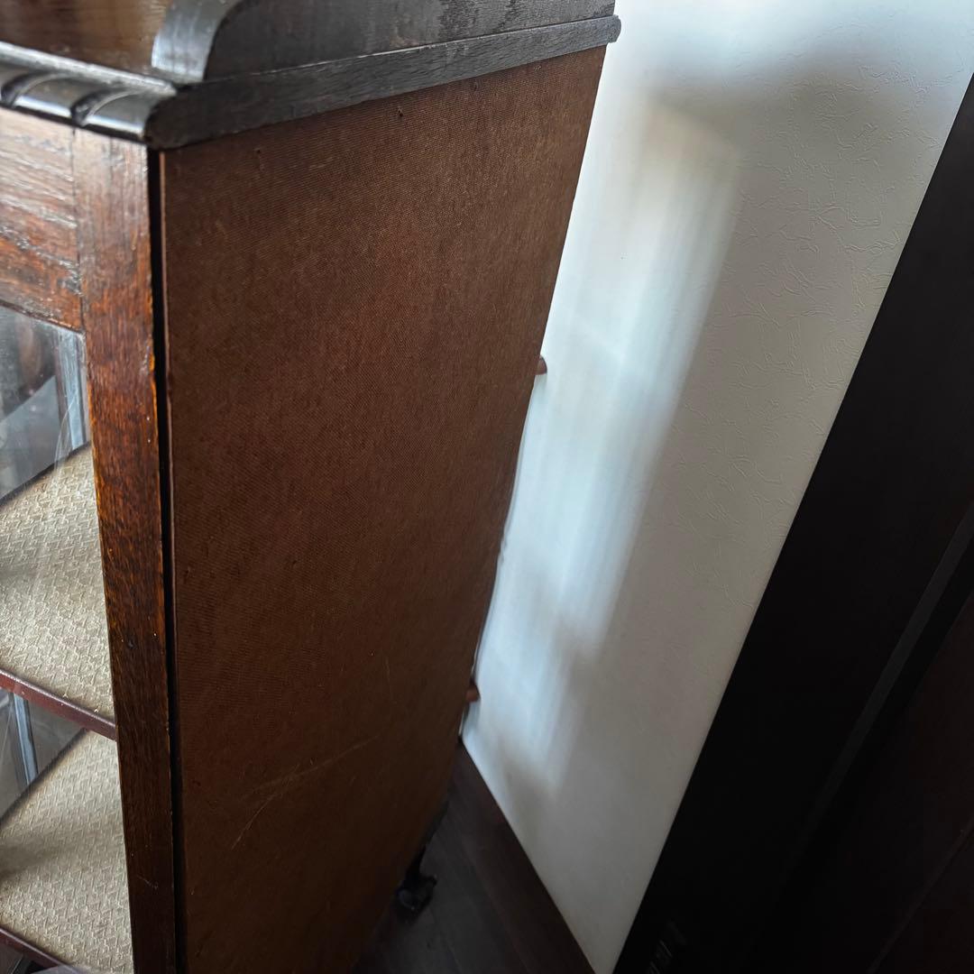 アンティーク　キュリオケース　キャビネット　コレクションケース　木製　ガラス　茶