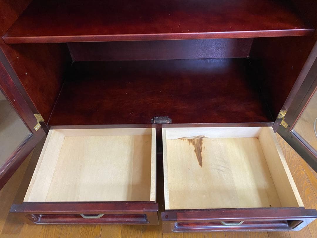 karimoku オールド カリモク キャビネット 木製 ボード ガラス扉付