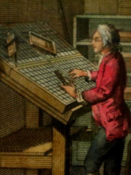 額装品　古典版画　18世紀　ディドロー　百科全書　「活版印刷」　極美品