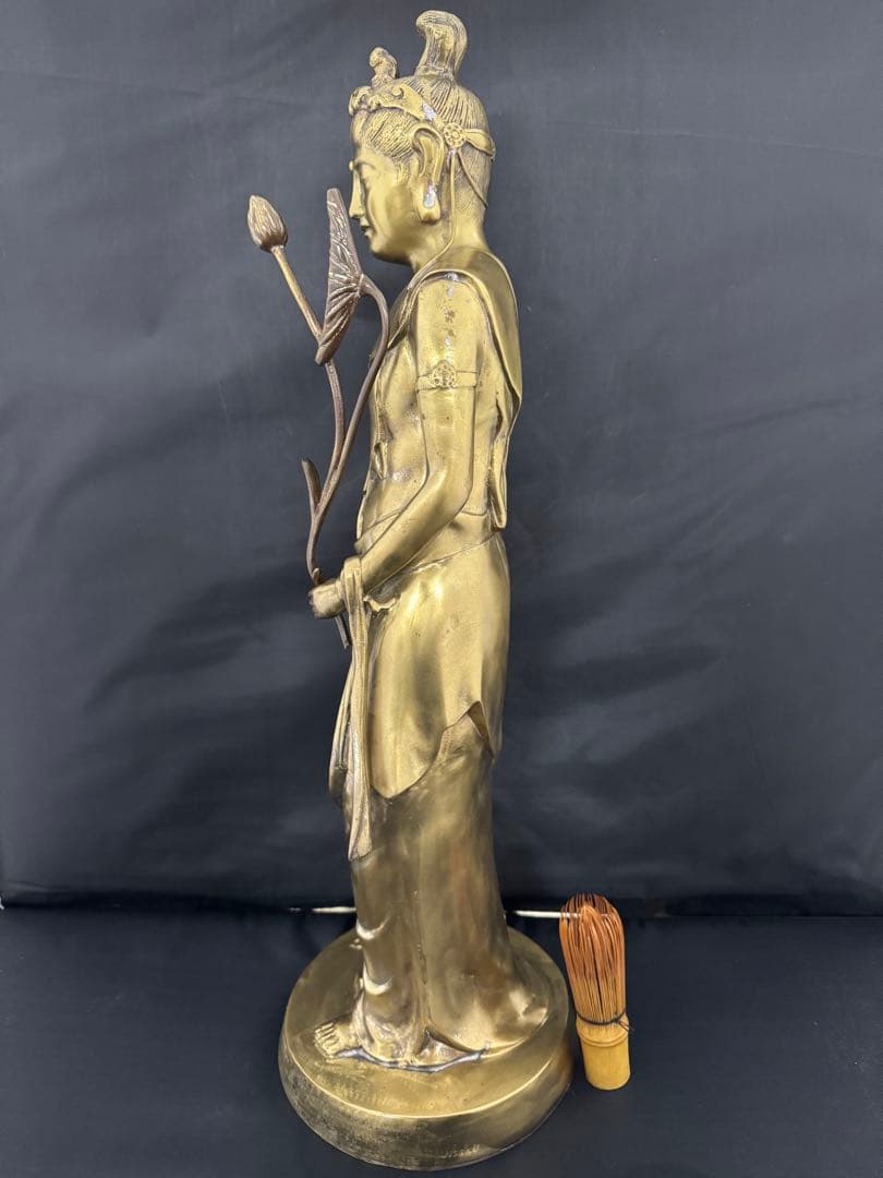 大型　観音 菩薩 銅製 仏像 彫刻 置物 開運 風水 骨董 古美術 アンティーク