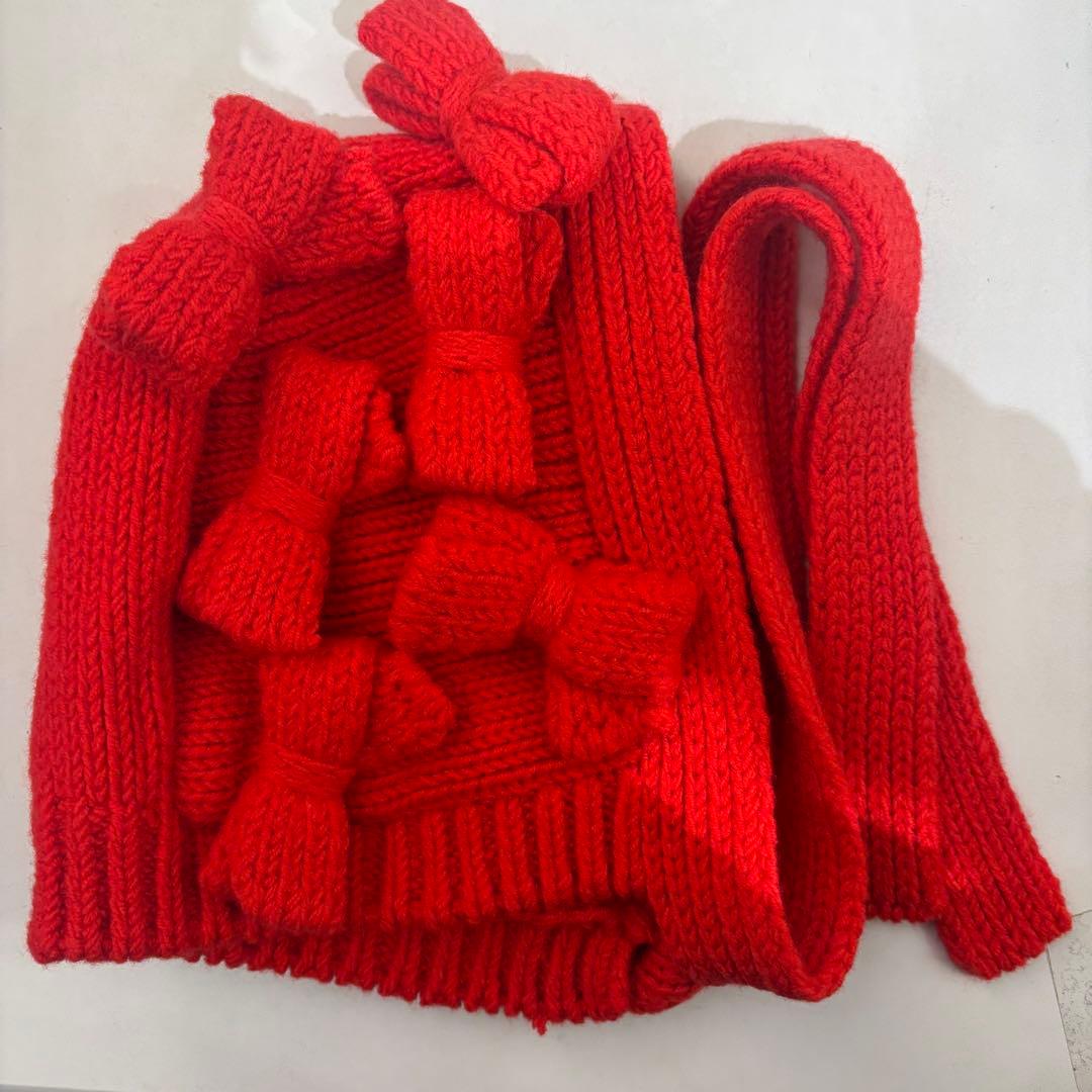 2025FW コムデギャルソンガール　フード　ニット帽　赤