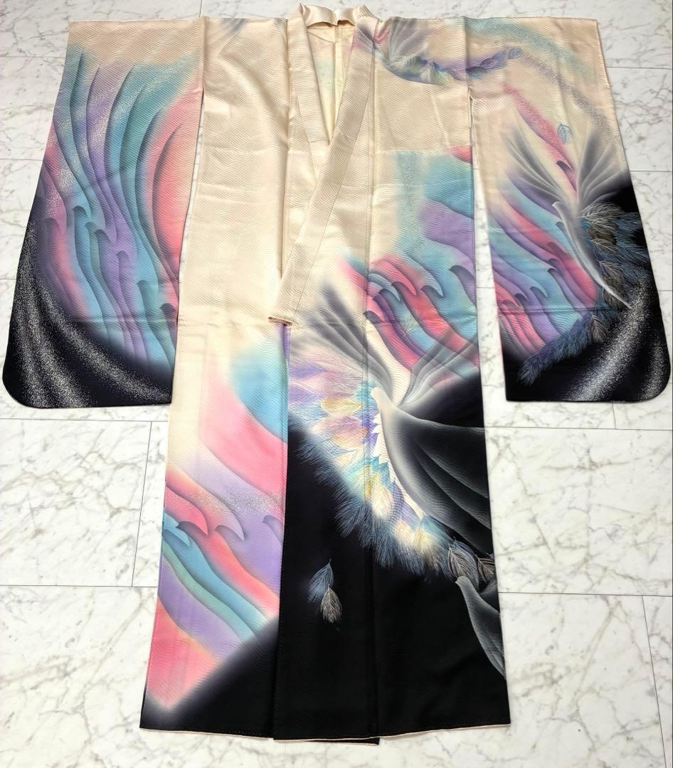 【成人式 振袖 フルセット】正絹 孔雀 秋山庄太郎デザイン