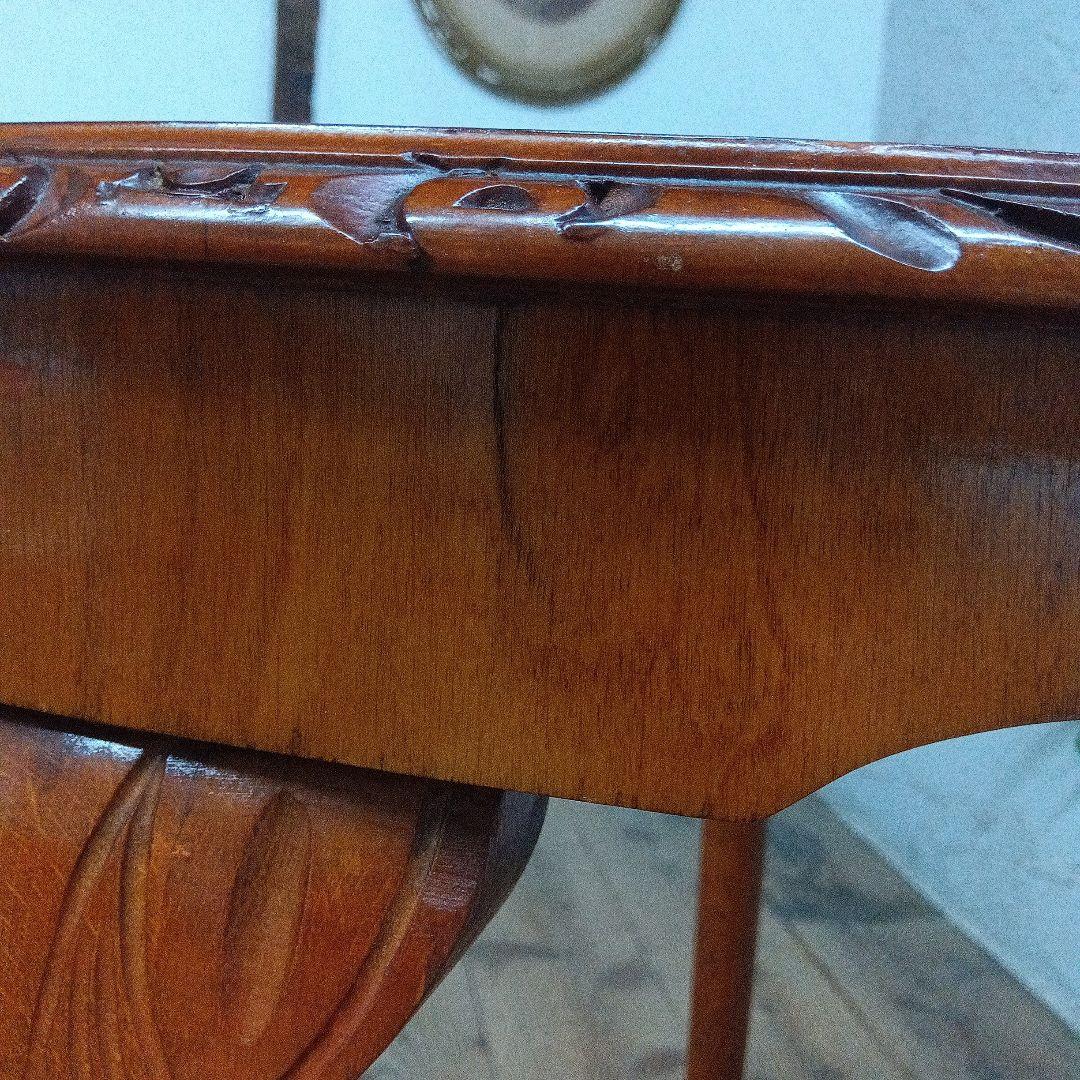 イギリス アンティーク 家具 コーナーサイドテーブル 猫脚 木製 6911d