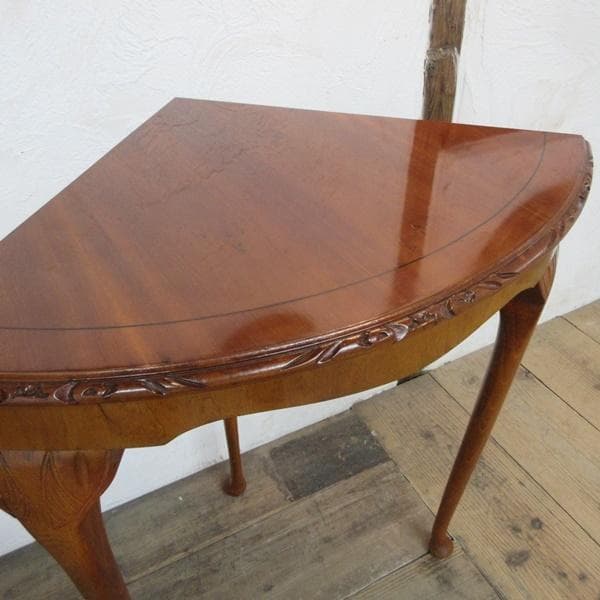 イギリス アンティーク 家具 コーナーサイドテーブル 猫脚 木製 6911d