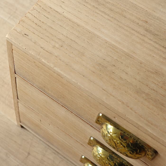 アンティーク 整理箱 タンス 古家具 キリ 引き出し3杯 無塗装