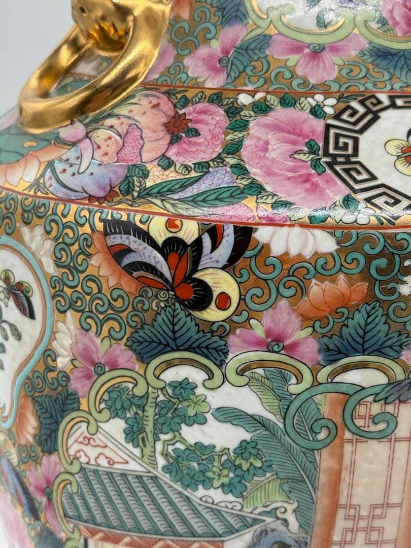 中国　粉彩　人物紋大瓶　大清乾隆年製銘　送料込み250609