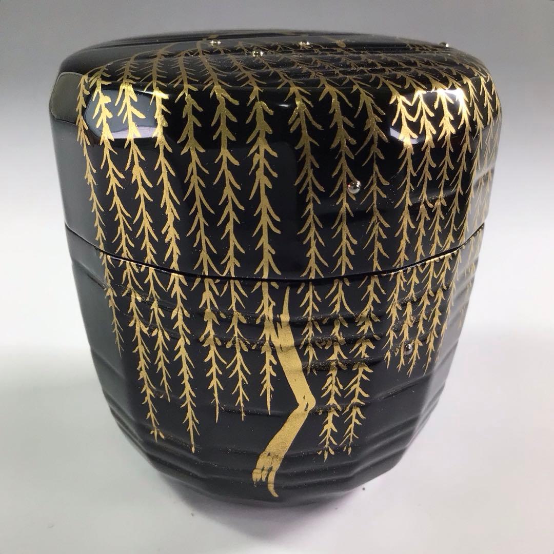 Ｒ２７１　棗　『蒔絵師　西村弘峰作』『認得斉好写』『柳棗』　共箱　茶道具