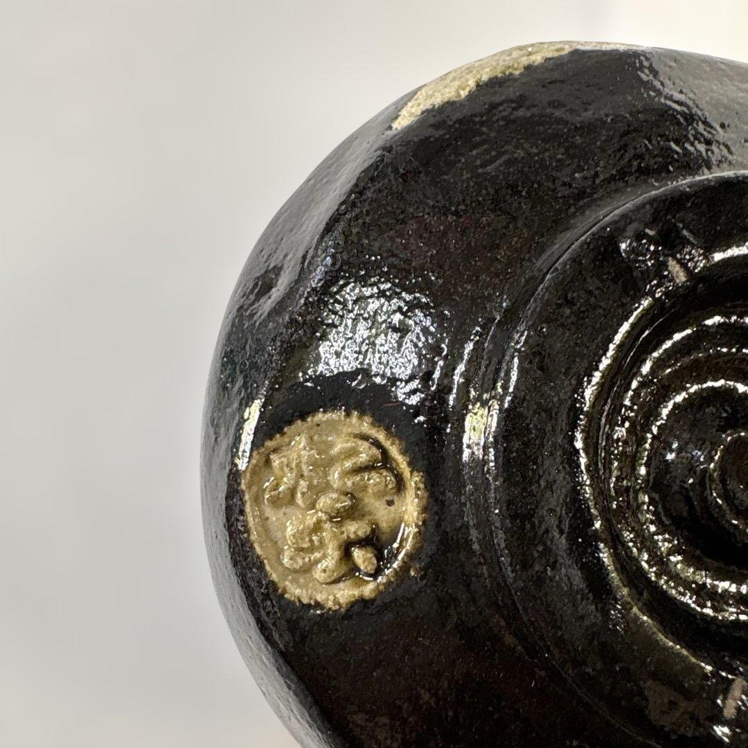 寒月黒楽筒茶碗　松楽造　陶器の松楽印付　未使用