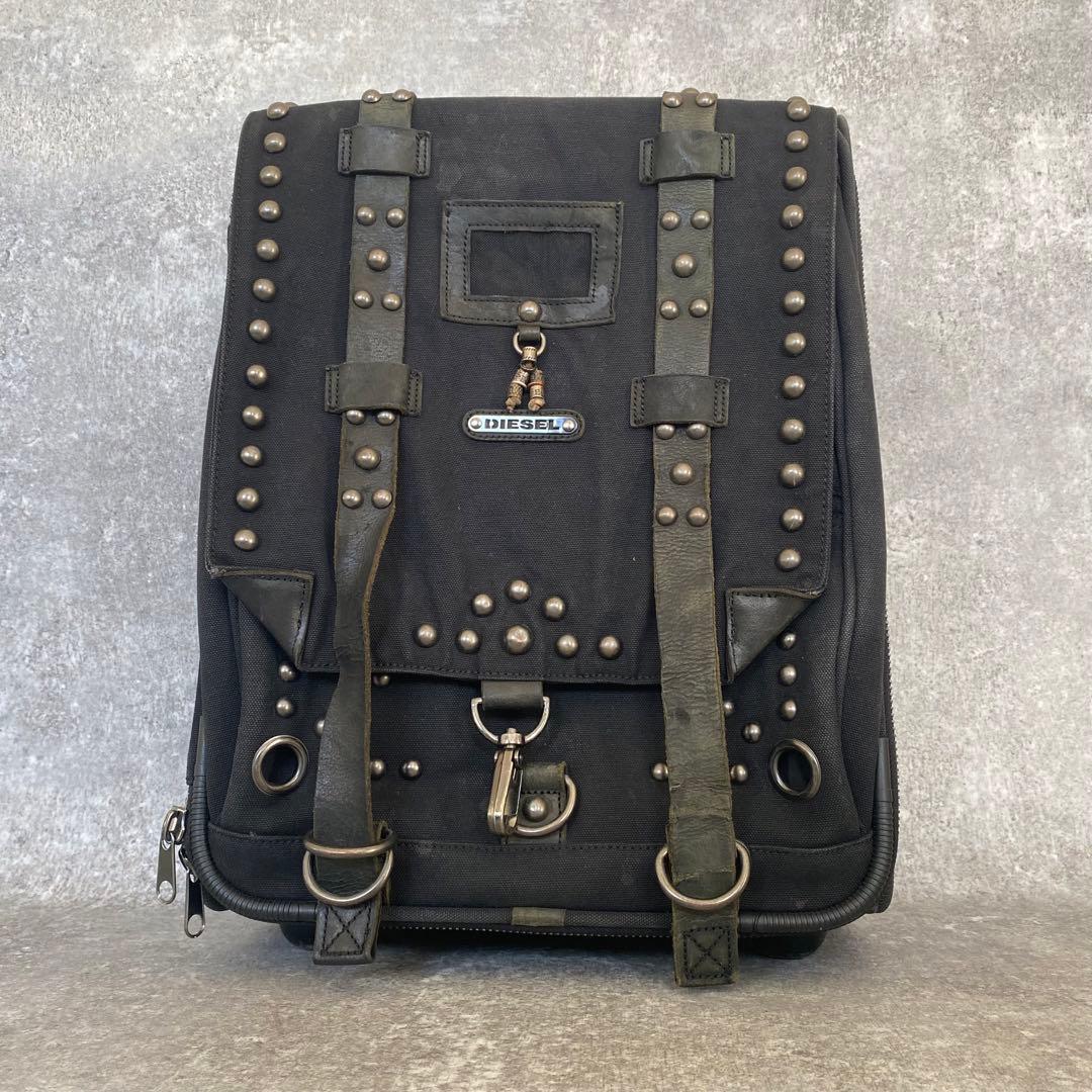 希少　レア　ディーゼル スーツケース　スタッズ　キャンバス　ブラック　y2k