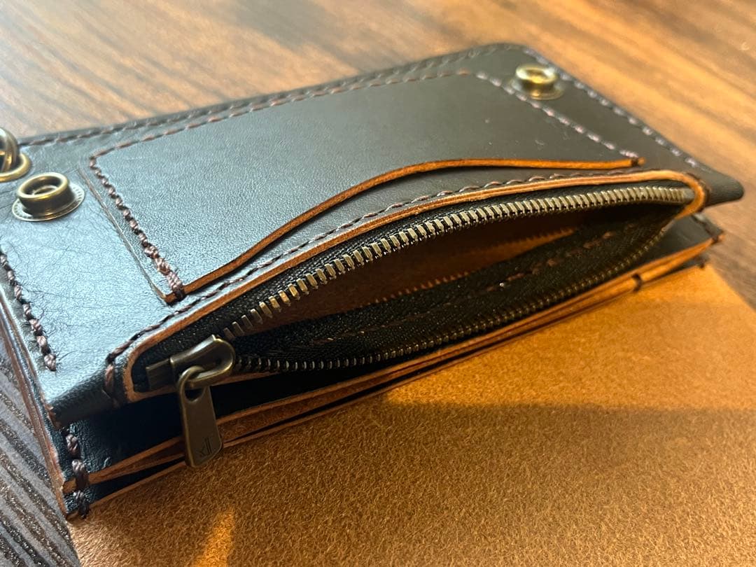 茶芯　トラッカーウォレット　栃木レザー　003