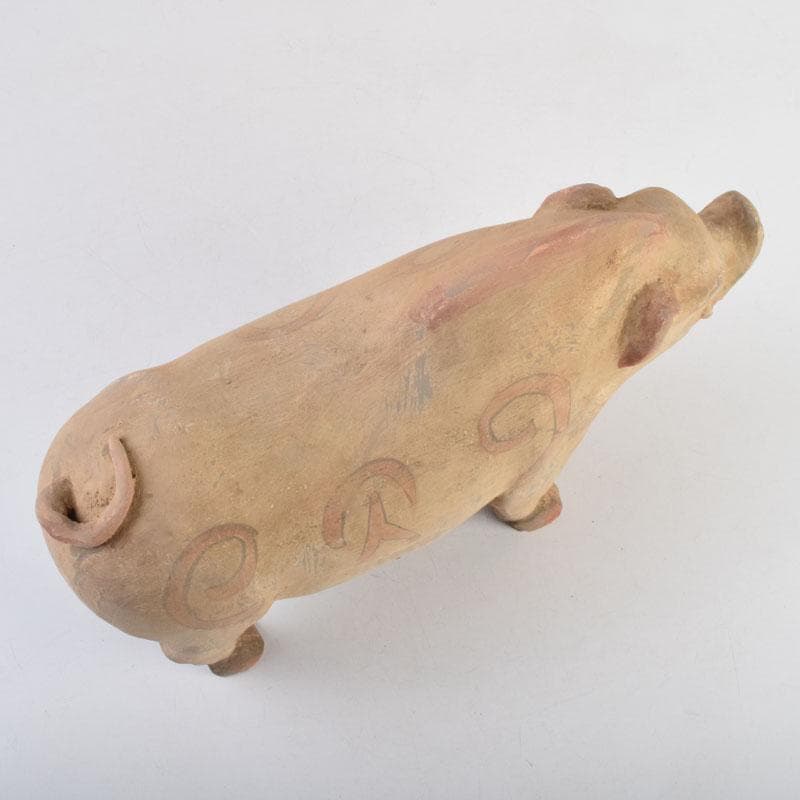 中国　加彩　豚俑　陶俑　置物　V　9049AE