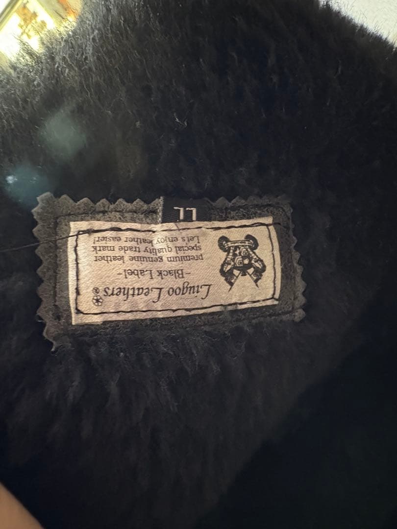 羊革　フライト　レザー　ムートン　B-3 ライダース　ジャケット　　黒