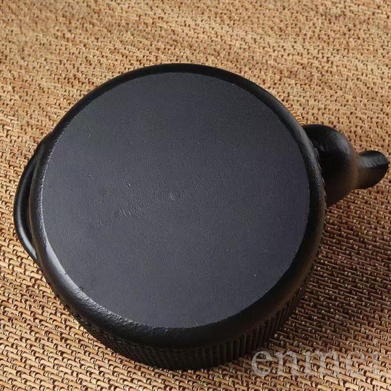 中国古美術・黒い鋳鉄製急須・鉄瓶・ケトル・860ml・酒器・茶壺・茶道・煎茶道具