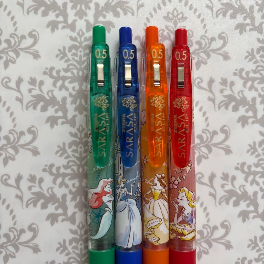 【未使用 樹脂玉付き】 限定 サラサクリップ ディズニープリンセス 4色セット