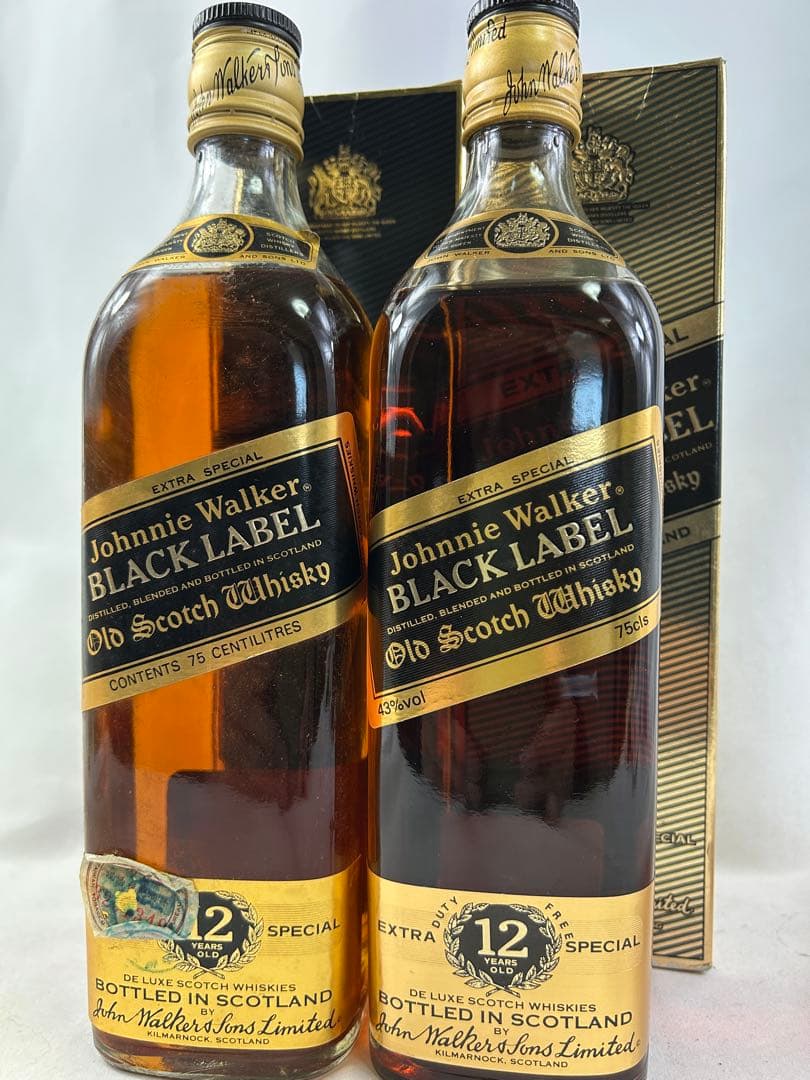 未開栓 12年 ジョニーウォーカー ブラックラベル 黒金キャップ 2本