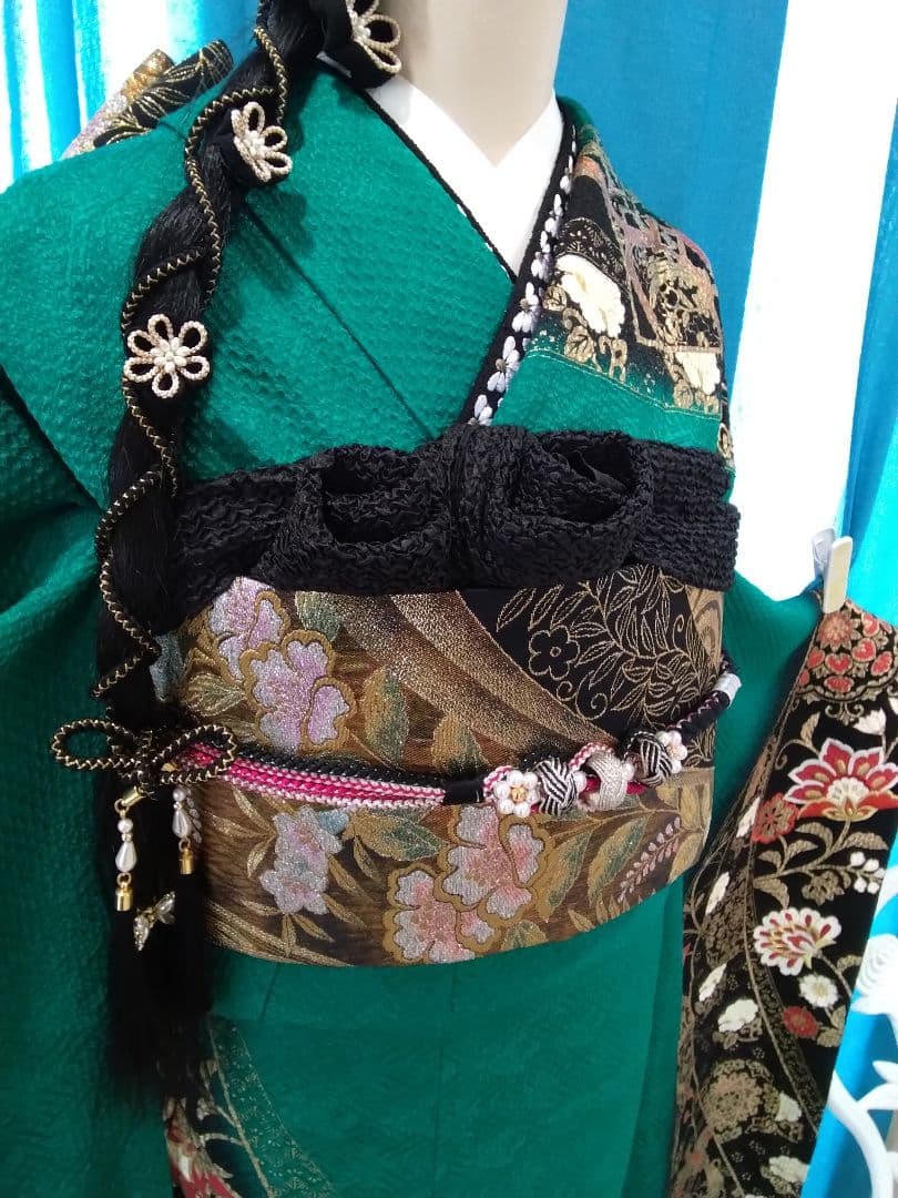 振袖フルセット、正絹、トールサイズ、重ね衿帯揚げ帯締め、やまと西陣高級袋帯、襦袢