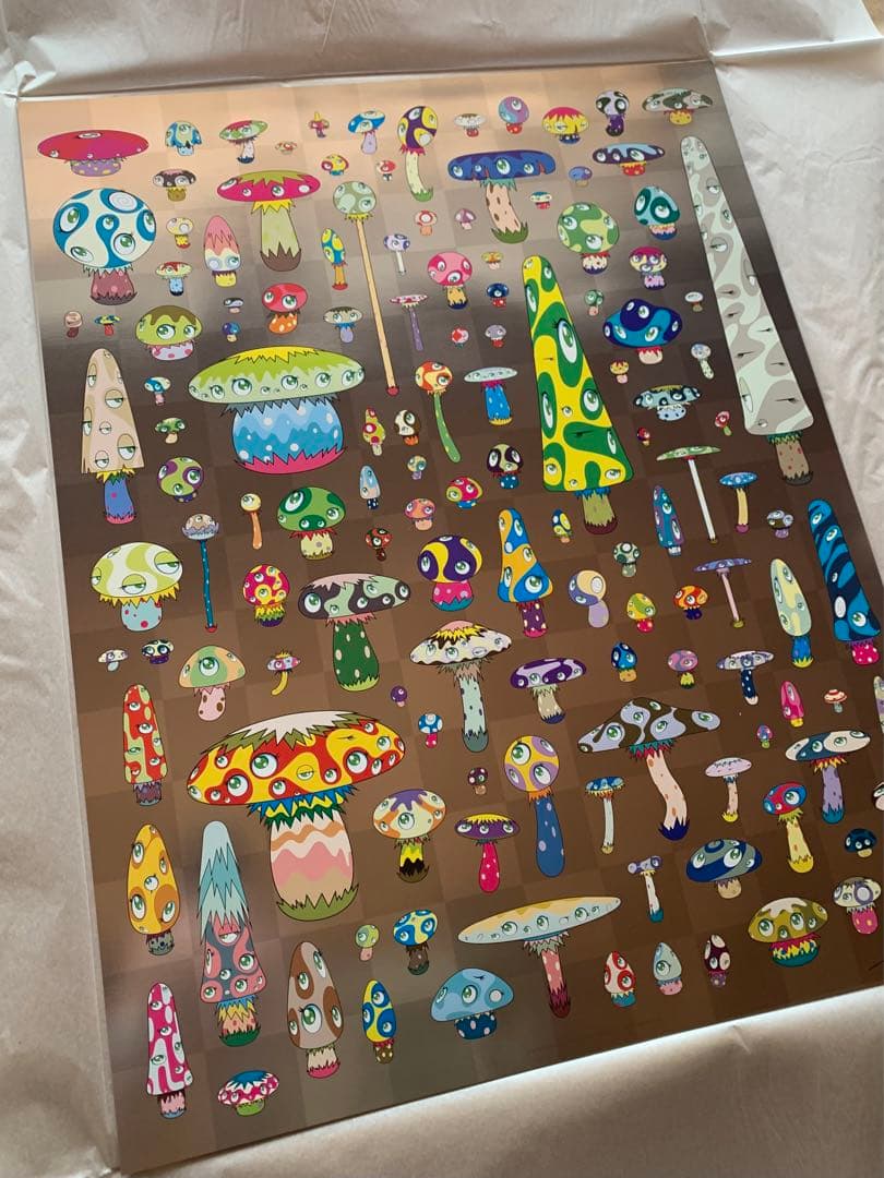 村上隆「ポジきのこ」サイン入り　オフセットリトグラフ