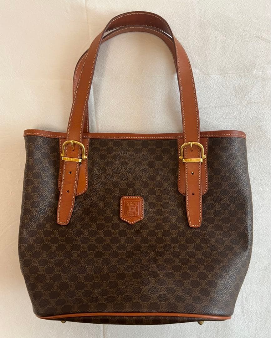 CELINE ブラウンレザートートバッグ