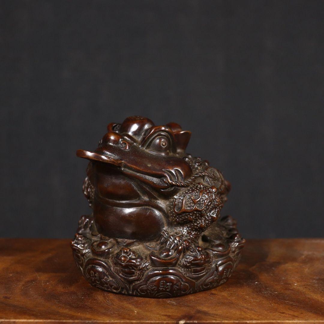 銅製 金蟾 招財進宝 開運 風水 招財 置物 工芸品 装飾品